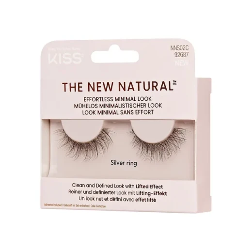 رموش كيس KISS The New Natural NNS02C طبيعية المظهر، شريط رفيع وسهلة التطبيق مع انحناءة علوية لإبراز جمال العينين ومنحهما مظهرًا أكثر تحديدًا - كيس - Image 2