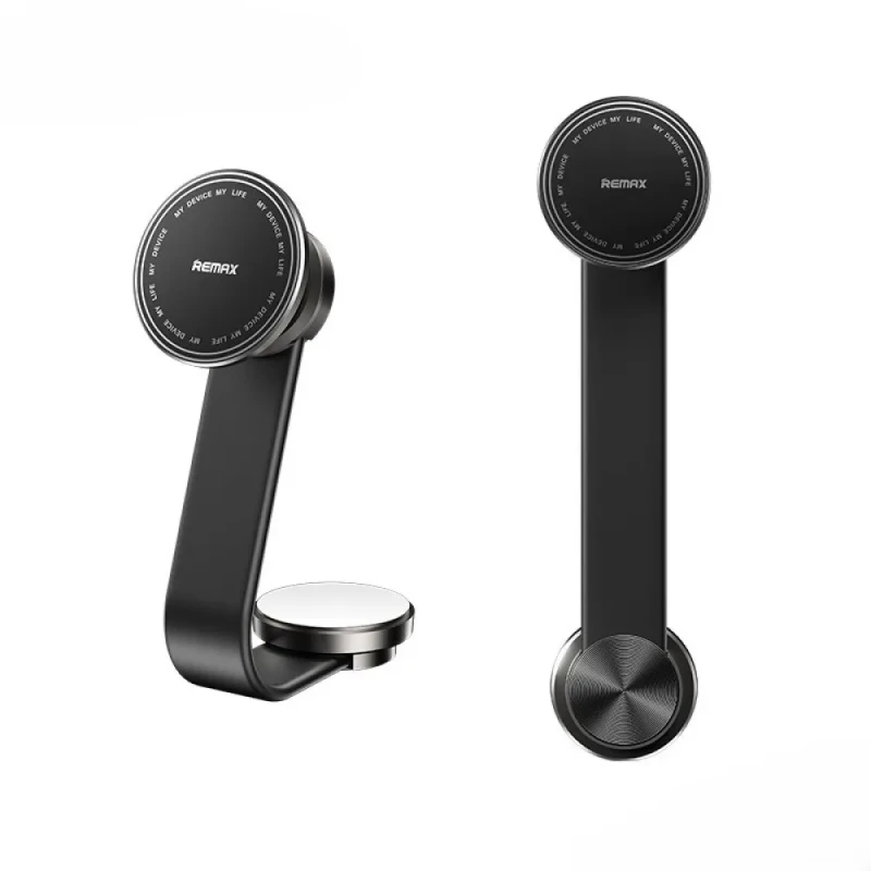 REMAX RM-C41 Magnetic Car Phone Holder Black, 360° Rotation with Flexible Metal Arm, Adhesive Tool-Free Mount, Secure One-Handed Smartphone Holder - Remax