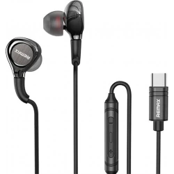 سماعات أذن REMAX RM-655A سلكية بمنفذ USB-C، كابل 1.2 متر، ميكروفون مدمج، صوت ستيريو واضح وباس عميق، تصميم مريح وخفيف، أسود