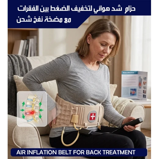 حزام نفخ للظهر لتخفيف آلام الظهر، يساعد على إراحة العمود الفقري وتقليل الضغط، سهل الاستخدام مع مضخة مرفقة، مناسب للاستخدام المنزلي - ميتاشوب - Image 7