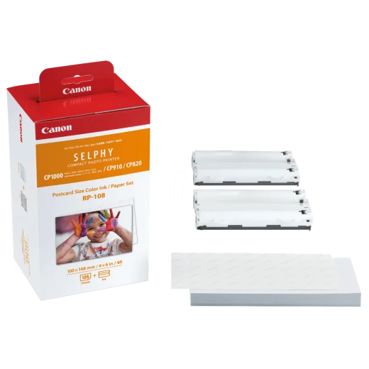 مجموعة حبر وورق Canon RP-108 لطابعات SELPHY، مقاس بطاقات بريدية 10×14.8 سم، تكفي لطباعة 108 صور، ورق صور لامع عالي الجودة، Pink Sand - كانون - Image 2