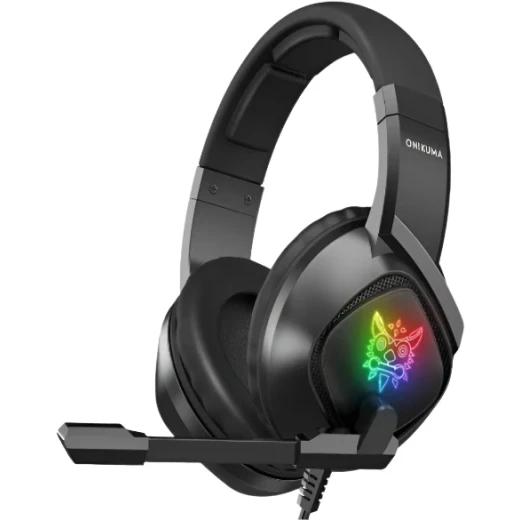 ONIKUMA K19 Wired Gaming Headset with RGB LED, Noise-Cancelling Microphone, Stereo Sound, Inline Controls, Multi-Platform Compatibility, Black - Onikuma - Image 2