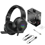 ONIKUMA K19 Wired Gaming Headset with RGB LED, Noise-Cancelling Microphone, Stereo Sound, Inline Controls, Multi-Platform Compatibility, Black - Onikuma
