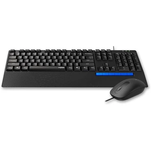 RAPOO NX2000 Wired USB Keyboard and Optical Mouse Combo, Arabic Layout, Comfortable Keyboard, Precise Mouse, Sleek Design, Black for PC & Office - RAPOO - Image 3