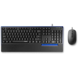 RAPOO NX2000 Wired USB Keyboard and Optical Mouse Combo, Arabic Layout, Comfortable Keyboard, Precise Mouse, Sleek Design, Black for PC & Office