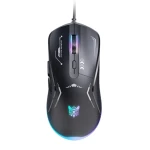 ماوس ألعاب سلكي أونيكوما CW917 بإضاءة RGB، دقة DPI قابلة للتعديل، كابل USB بطول 1.5 متر، تصميم مريح، تحكم دقيق، باللون الأسود - أونيكوما