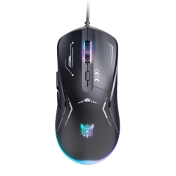 ماوس ألعاب سلكي أونيكوما CW917 بإضاءة RGB، دقة DPI قابلة للتعديل، كابل USB بطول 1.5 متر، تصميم مريح، تحكم دقيق، باللون الأسود