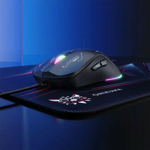 طقم ألعاب أونيكوما 3 في 1 TZ3006، لوحة مفاتيح وماوس وباد ماوس، إضاءة RGB قابلة للتخصيص، أزرار سريعة الاستجابة، تصميم مريح، أسود - أونيكوما - Image 2