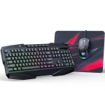 طقم ألعاب أونيكوما 3 في 1 TZ3006، لوحة مفاتيح وماوس وباد ماوس، إضاءة RGB قابلة للتخصيص، أزرار سريعة الاستجابة، تصميم مريح، أسود - أونيكوما