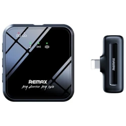REMAX K11 Square Wireless Microphone for iPhone, 360° Sound Pickup, Noise Filtering, Auto Connection, 10-Hour Battery – Black