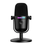 ميكروفون أونيكوما M830 مكثف للألعاب USB بإضاءة RGB ملونة وإلغاء الضوضاء، صغير الحجم وسهل التوصيل للبث والتسجيل – أسود - أونيكوما