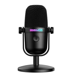ONIKUMA M830 RGB USB Condenser Gaming Microphone with Noise Cancellation, Mini Plug & Play Microphone for Streaming & Recording – Black