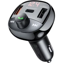 Remax RCC331 54.5W PD QC Car Charger with Bluetooth FM Transmitter, USB & USB-C, MicroSD Music Player, Hands-Free Speakerphone