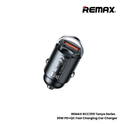 شاحن سيارة ريماكس RCC359 فائق الصغر 30 واط بمنفذي USB-C وUSB-A مع PD وQC وشحن سريع للسيارات وSUV والشاحنات
