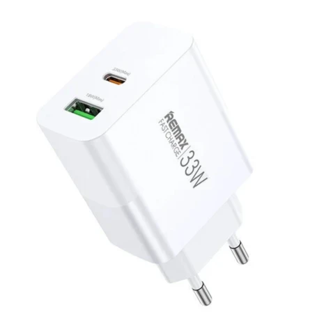 Remax Kiddy Series RP-U122 33W USB & USB-C Fast Wall Charger with Dual Ports, Safety Protection and EU Plug, Compact White Design - Remax - Image 2