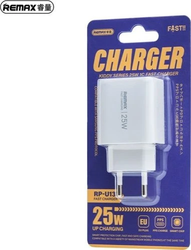 شاحن حائط REMAX Kiddy Series RP-U137 بقوة 25W ومنفذ USB-C، شحن سريع وآمن، تصميم مدمج باللون الأبيض، مناسب للهواتف والأجهزة المتوافقة شاحن حائط REMAX Kiddy Series RP-U137 بقوة 25W ومنفذ USB-C، شحن سريع وآمن، تصميم مدمج باللون الأبيض، مناسب للهواتف والأجهزة المتوافقة