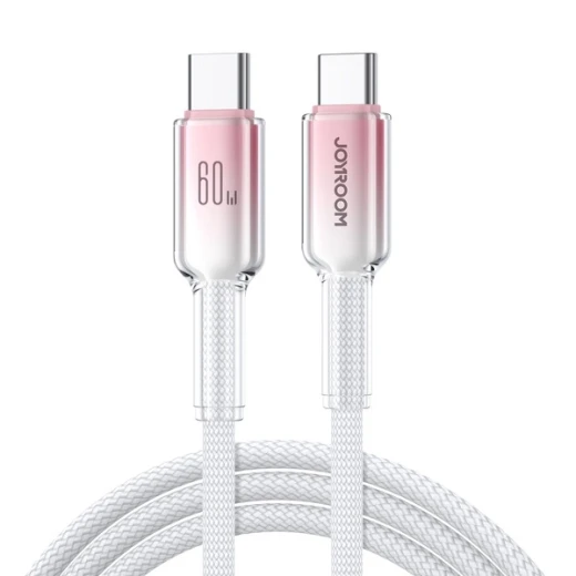 كابل جوي روم S-A42 Crystal-Clear بطول 1.2 متر USB-C إلى USB-C، شحن حتى 30 واط ونقل بيانات 480 ميجابت/ثانية، أبيض كابل جوي روم S-A42 Crystal-Clear بطول 1.2 متر USB-C إلى USB-C، شحن حتى 30 واط ونقل بيانات 480 ميجابت/ثانية، أبيض