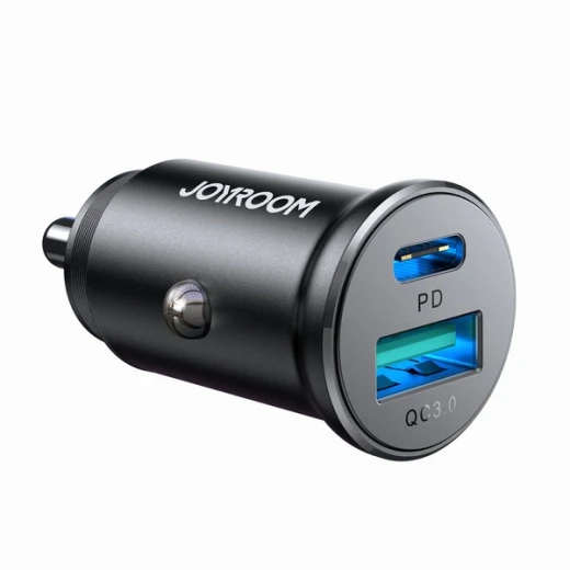 شاحن سيارة جوي روم JR-CCN05 ميني بقدرة 30 واط مع منافذ USB-A وUSB-C، دعم PD 3.0 وQC 3.0 وPPS، تصميم معدني أسود شاحن سيارة جوي روم JR-CCN05 ميني بقدرة 30 واط مع منافذ USB-A وUSB-C، دعم PD 3.0 وQC 3.0 وPPS، تصميم معدني أسود