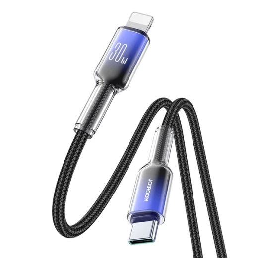 كابل جوي روم S-A42 Crystal-Clear بطول 1.2 متر USB-C إلى Lightning، شحن سريع حتى 30 واط ونقل بيانات 480 ميجابت/ثانية، أسود - جوي روم - Image 2