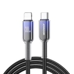 كابل جوي روم S-A42 Crystal-Clear بطول 1.2 متر USB-C إلى Lightning، شحن سريع حتى 30 واط ونقل بيانات 480 ميجابت/ثانية، أسود - جوي روم