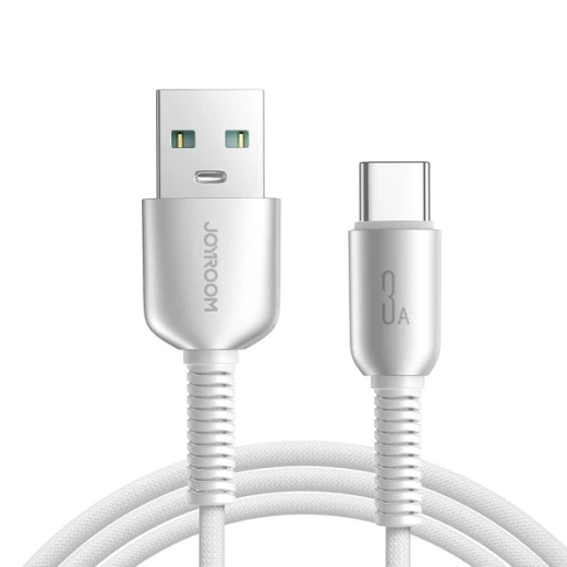 كابل جوي روم S-A51 Cutting-Edge بطول 1.2 متر USB-A إلى USB-C، شحن سريع 3 أمبير ونقل بيانات 480 ميجابت/ثانية، رمادي فاتح