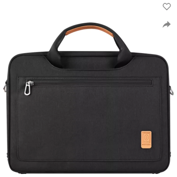 حقيبة كتف وايو Pioneer للابتوب حتى 15.6 بوصة، حماية مبطنة 360 درجة، مقاومة لرذاذ الماء، جيوب متعددة وحزام كتف قابل للتعديل، أسود - وي وُو