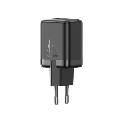 شاحن جوي روم Joyroom JR-TCG17 بقدرة 45 واط GaN، منفذا USB-C، شحن سريع PD وPPS وQC، دعم شحن جهازين معًا، حماية متعددة، أسود - جوي روم - Image 2