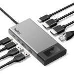 Belkin USB-C Hub 8-in-1، محطة توصيل متعددة المنافذ بقدرة 100W، دعم شاشتين بدقة 4K@60Hz، نقل بيانات 10Gbps، HDMI، Ethernet وUSB - بيلكين