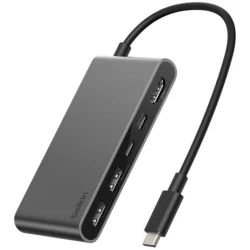 Belkin 5-Port USB-C Hub, 4K@60Hz HDMI 2.0, 100W Power Delivery, 5Gbps Data Transfer, USB-C Multiport Adapter for MacBook, iPad Pro, Chromebook & More