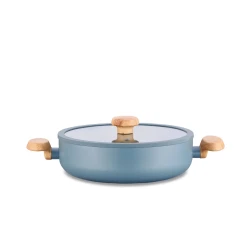 Korkmaz Mia Sera Minta A3837 Short Pot 24×7 cm, 2.7L, PTFE & PFOA-Free Ceramic Non-Stick Coating, Induction Compatible and Heat-Resistant Handles
