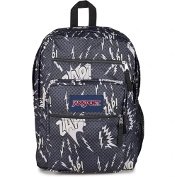 JanSport Big Student حقيبة ظهر مدرسية 34 لتر أسود ورمادي، حجرة لابتوب مبطنة 15 بوصة، حجرتان رئيسيتان وجيوب متعددة