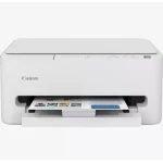 طابعة كانون بيكسما TS4140i متعددة الوظائف لاسلكية تعمل بتقنية نفث الحبر، تصميم صغير الحجم موفر للمساحة، طباعة سريعة، اتصال بالهواتف الذكية، حبر أسود صبغي عالي الجودة، لوحة تحكم سهلة الاستخدام قابلة للإمالة، لون أبيض - كانون