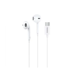 Remax RM-702A White Headphones, Wired Stereo Headset, Comfortable Lightweight Design, Clear Sound Quality, Ideal for Music, Calls and Everyday Use
