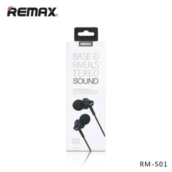 سماعات أذن سلكية REMAX RM-501 باللون الأسود، صوت واضح وعالي الجودة، تصميم خفيف ومريح، ملاءمة مريحة داخل الأذن، مناسبة للموسيقى والمكالمات والاستخدام اليومي