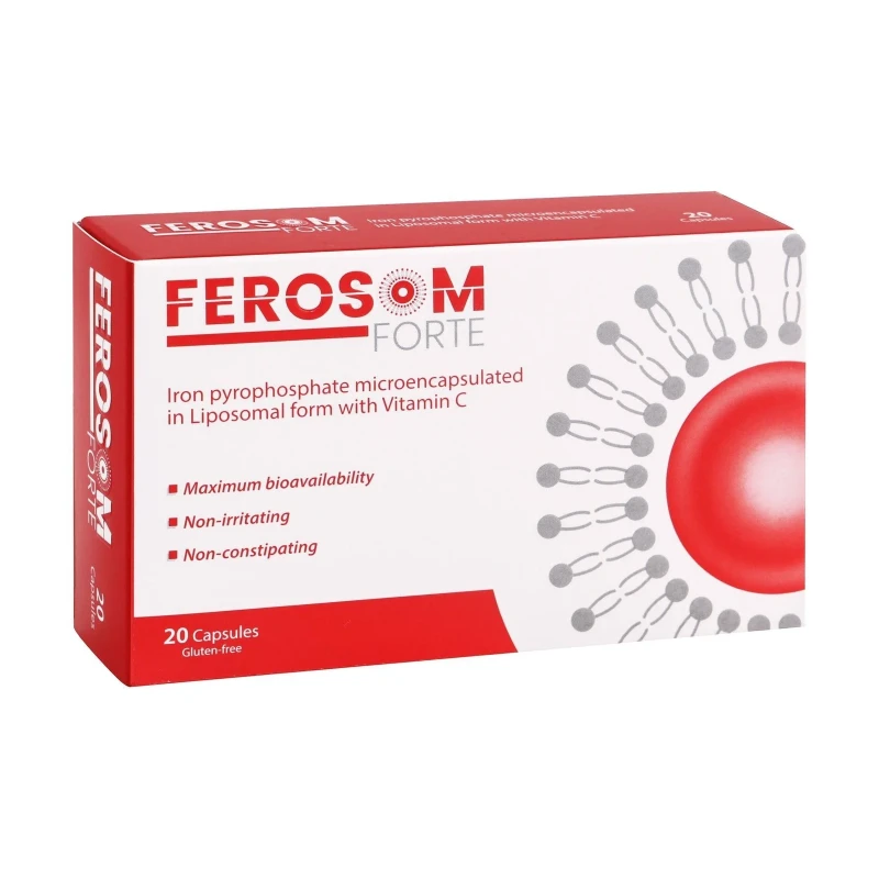 Ferosom Forte Capsules 20 Pieces, Iron Supplement for Healthy Blood Levels