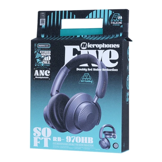 REMAX Wireless Over-Ear Headphones with ANC Noise Cancelling – Black, Bluetooth Headset, Clear & Powerful Sound, Comfortable Design for Music, Calls & Everyday Use - Remax - Image 2