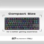 كيبورد ألعاب ميكانيكي جيم ستوب GS200 بإضاءة RGB، مفاتيح أوتيمو براون، سرعة استجابة 1000 هرتز، لوحة مفاتيح للألعاب FPS، تصميم أسود - عام