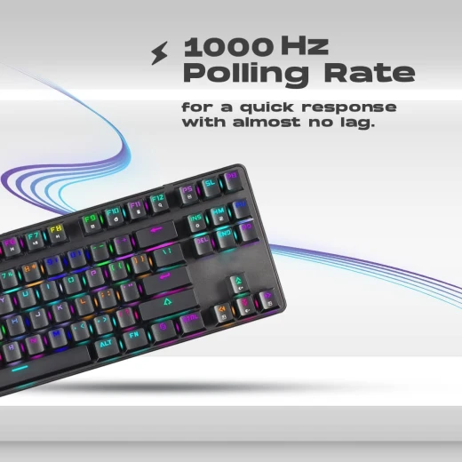 كيبورد ألعاب ميكانيكي جيم ستوب GS200 بإضاءة RGB، مفاتيح أوتيمو براون، سرعة استجابة 1000 هرتز، لوحة مفاتيح للألعاب FPS، تصميم أسود - عام - Image 2