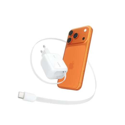 Belkin BoostCharge Pro Dual GaN 45W Charger with Retractable 0.8m USB-C Cable and Extra USB-C Port, Fast Charging, White - Belkin - Image 4
