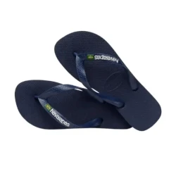 شبشب Havaianas Brasil Logo للأطفال، كحلي، مقاس 31/32، تصميم بشعار البرازيل، خفيف ومريح ومتين، مثالي للاستخدام اليومي والشاطئ والمسبح