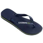 شبشب Havaianas Brasil Logo للأطفال، باللون الكحلي، مقاس 29/30، تصميم برازيلي كلاسيكي، خفيف ومريح ومتين، بنعل مطاطي ثابت، مثالي للشاطئ والمسبح - هافياناس