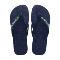 Havaianas Brasil Logo Unisex Flip Flops, Navy Blue, Size 33/34, Classic Brazilian Design, Lightweight, Comfortable and Durable, Ideal for Beach, Pool and Everyday Wear