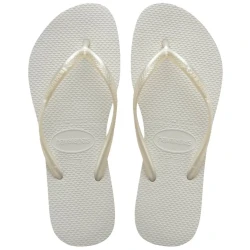 شبشب Havaianas Kids Slim Lisa للأطفال باللون الأبيض، مقاس 29/30، بتصميم بسيط وأنيق، خفيف ومريح، مصنوع من المطاط، مثالي للشاطئ والمسبح والاستخدام اليومي