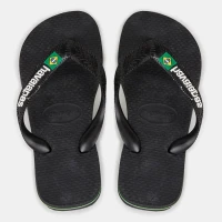 Havaianas Black Brazil Logo Unisex Flip Flops, EU 33/34, BRA 31-32, Classic Brazilian Design, Lightweight and Durable, Water and Heat Resistant, Rubber Sole
