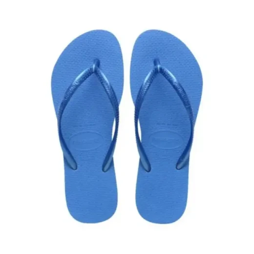 Havaianas Slim Women’s Sandals, Shiny Blue, Size 33-34, Lightweight Stylish and Comfortable Rubber Flip Flops for Everyday, Beach and Pool Wear