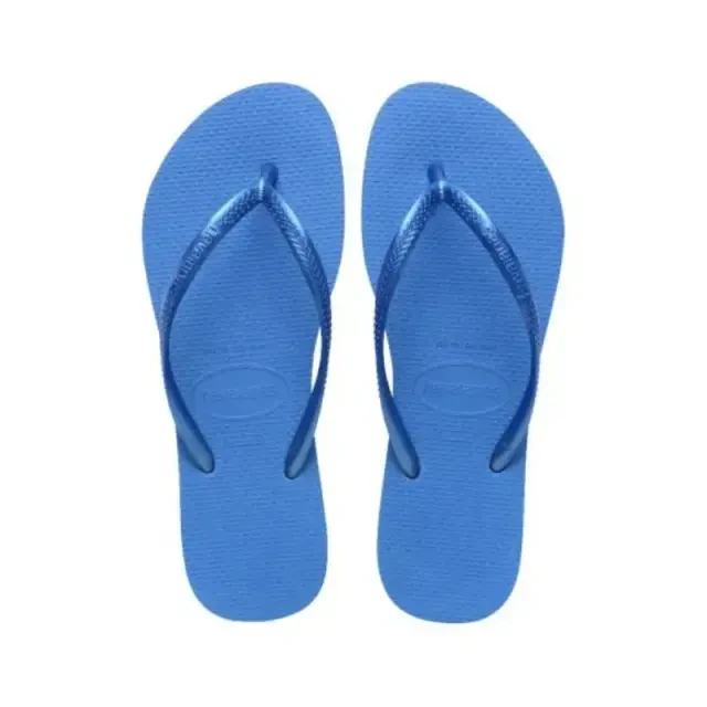 Havaianas Slim Women’s Sandals, Shiny Blue, Size 33-34, Lightweight Stylish and Comfortable Rubber Flip Flops for Everyday, Beach and Pool Wear - Havaianas