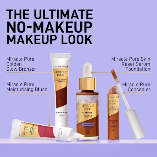 Max Factor Miracle Pure Skin Reset Serum Foundation 30-40 Fair to Light – 2% Niacinamide, Medium Coverage, Satin Matte Finish - Max - Image 3