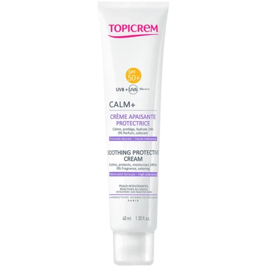 توبيكريم كريم واقٍ ومهدئ للبشرة الحساسة SPF50+ 40 مل، حماية عالية من الأشعة فوق البنفسجية مع ترطيب وتهدئة للبشرة شديدة الحساسية والتفاعلية