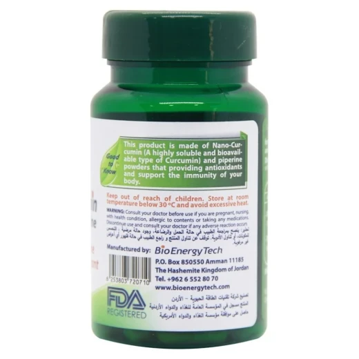 Bio Energy Nano Curcumin 30 Capsules with Nano-Curcumin 500mg and Black Pepper 5mg, Botanical Antioxidant Supplement to Support Immune Function and Overall Wellness - Bio Energy - Image 2