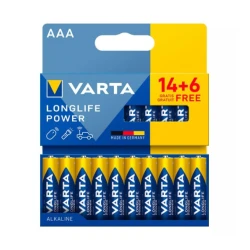 بطاريات فارتا Longlife Power AAA LR03، عبوة 20 بطارية، طاقة موثوقة وطويلة الأمد للأجهزة الإلكترونية واليومية، مع عمر تخزين يصل إلى 10 سنوات